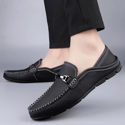 Men's Shoes Casual Loafers Slip-On Moccasin Style with Metal Buckle - Image 6