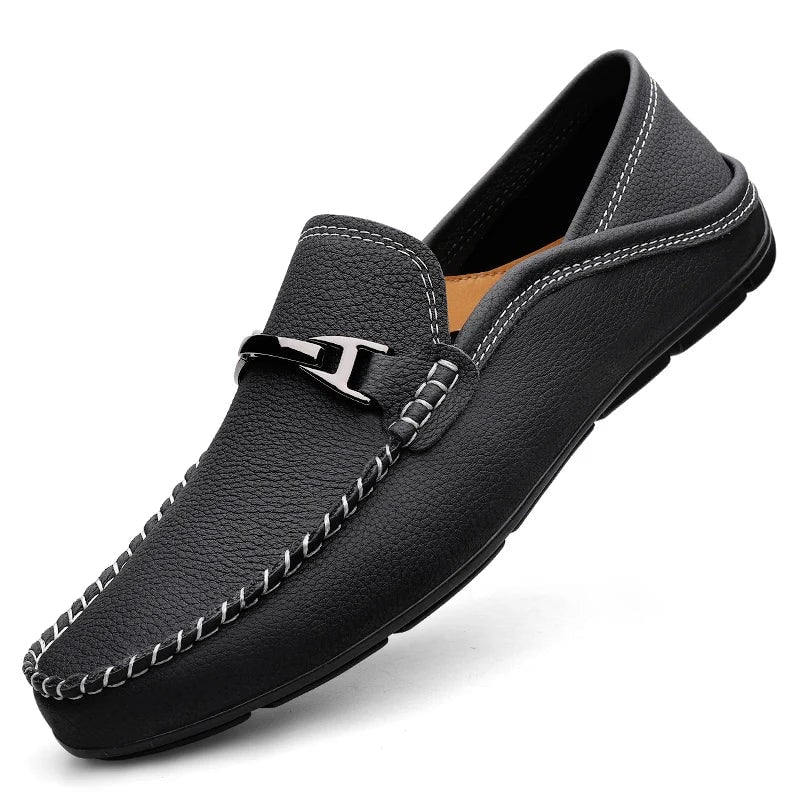 Men's Shoes Casual Loafers Slip-On Moccasin Style with Metal Buckle - Image 7