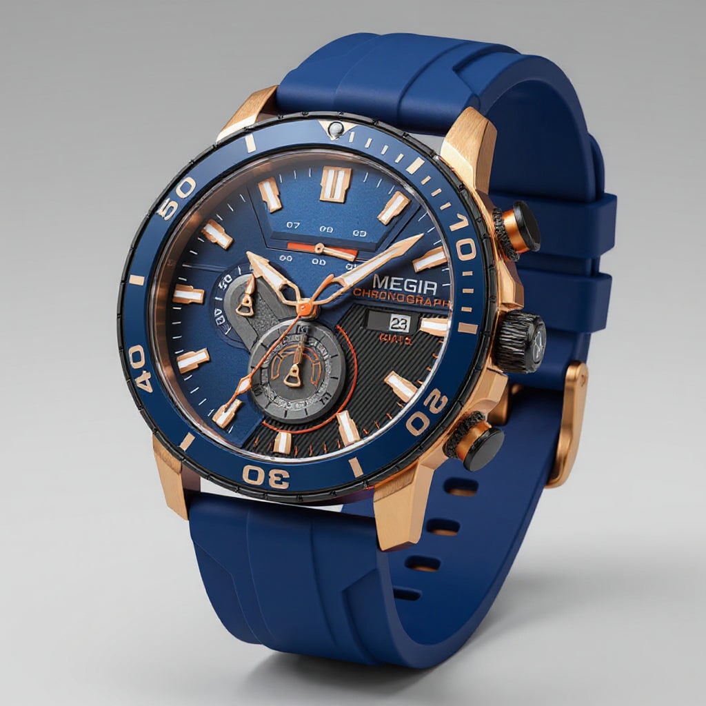 Men's Sport Chronograph with Watch Bezel | Silicone Strap Watch - Image 2