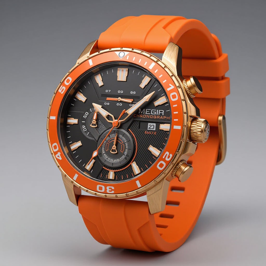 Men's Sport Chronograph with Watch Bezel | Silicone Strap Watch - Image 4