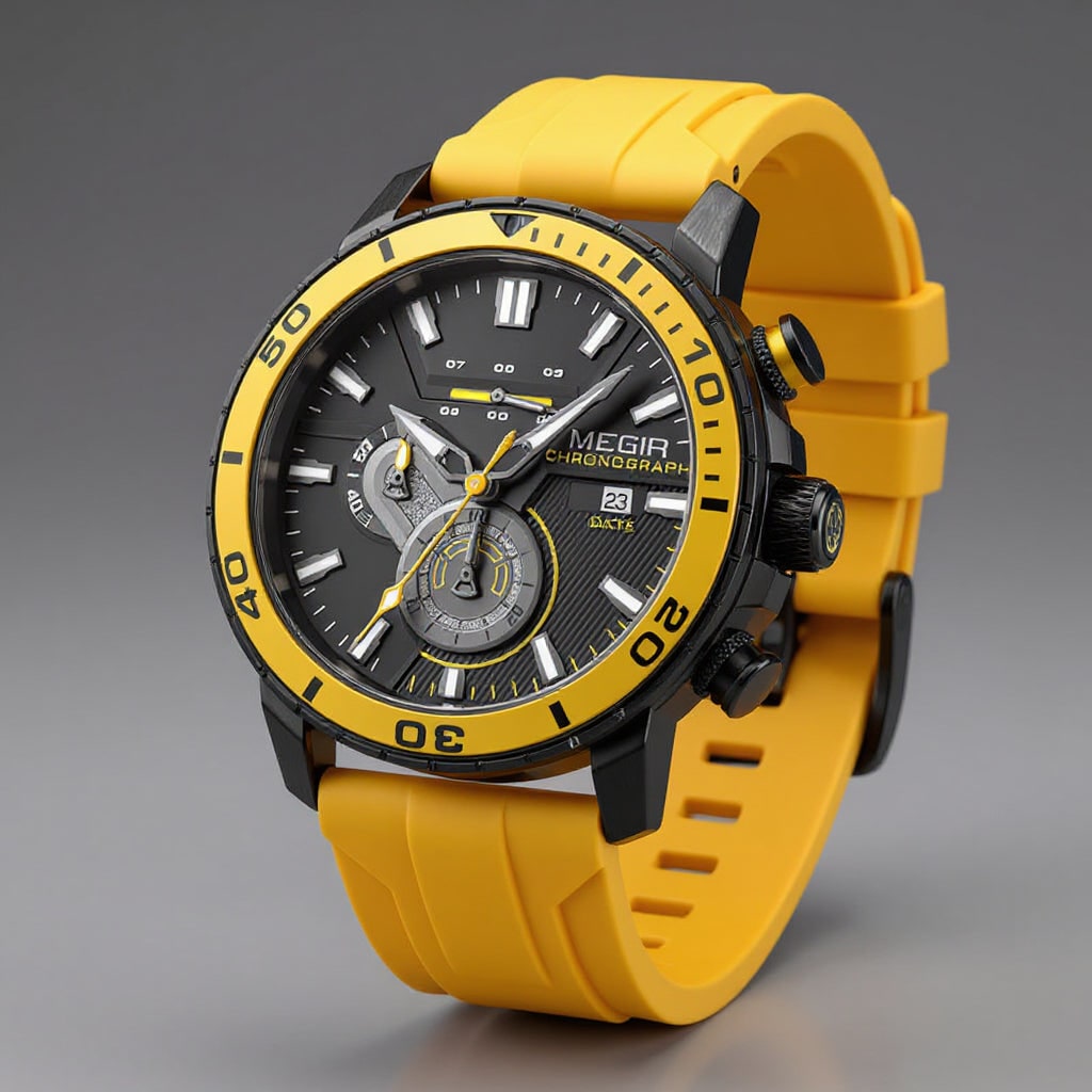 Men's Sport Chronograph with Watch Bezel | Silicone Strap Watch - Image 5