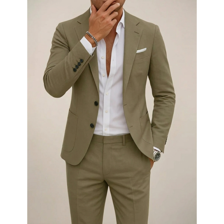 Men's Tailored Suit Slim-Fit Two-Piece | Business Suit for Summer - Image 1