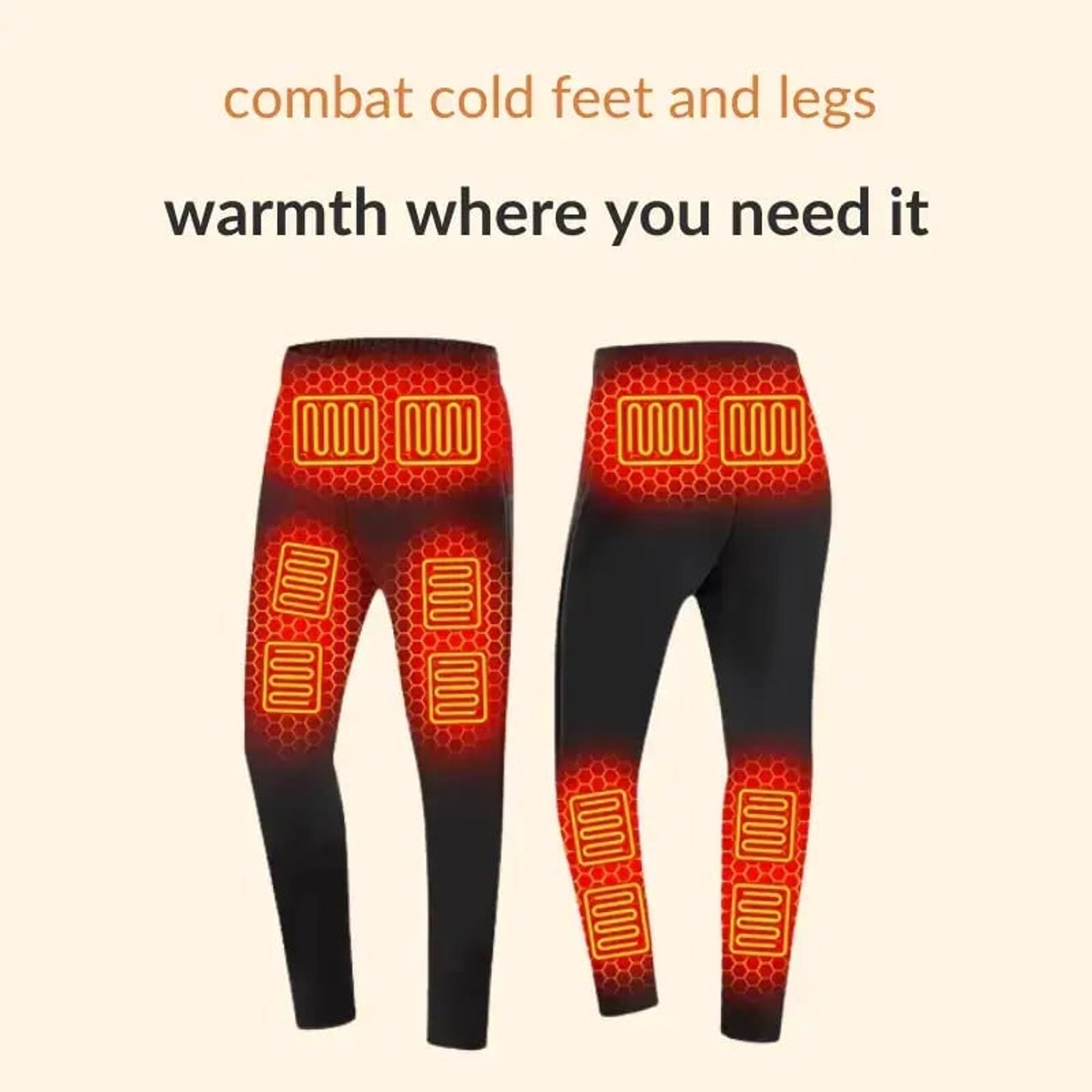 Mens Thermal Underwear Heated Base Layer Pants Long Rechargeable USB Electric Heating With Control Button - Image 4