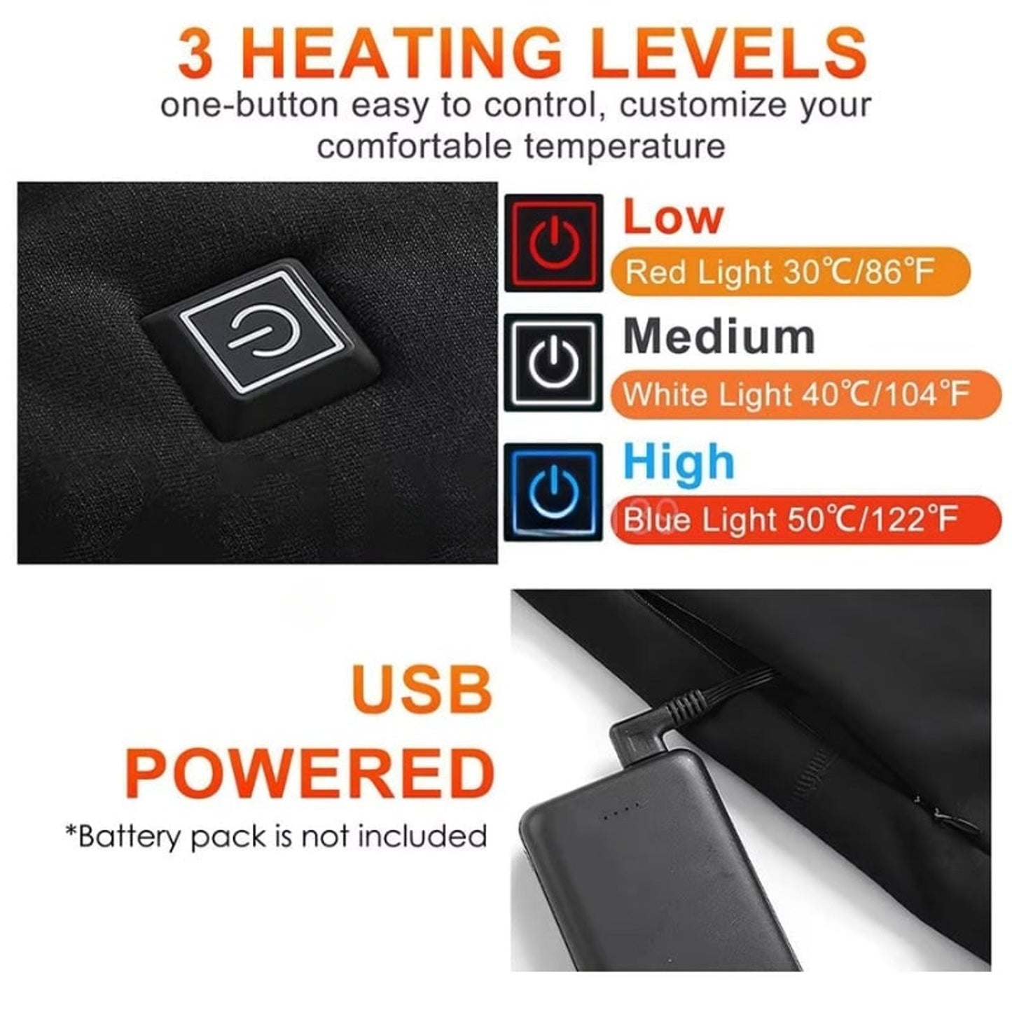 Mens Thermal Underwear Heated Base Layer Pants Long Rechargeable USB Electric Heating With Control Button - Image 2