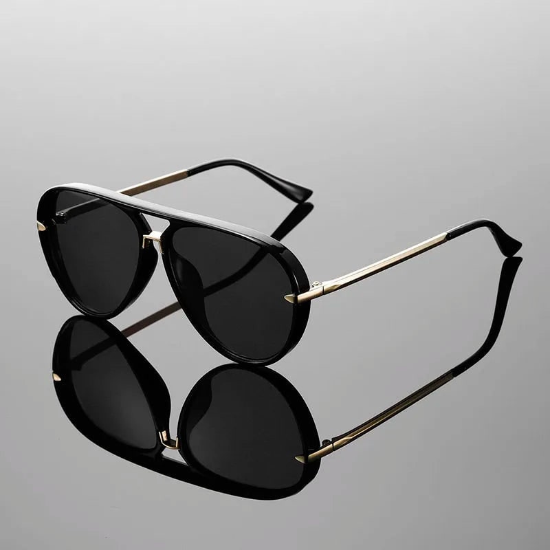 Men's Thick Frame Aviator Sunglasses | Retro Fashion Eyewear - Image 3