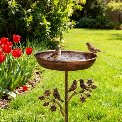 Metal Bird Bath Wild Rustic Garden Decorative - Image 1