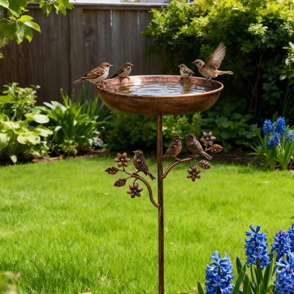 Metal Bird Bath Wild Rustic Garden Decorative - Image 2