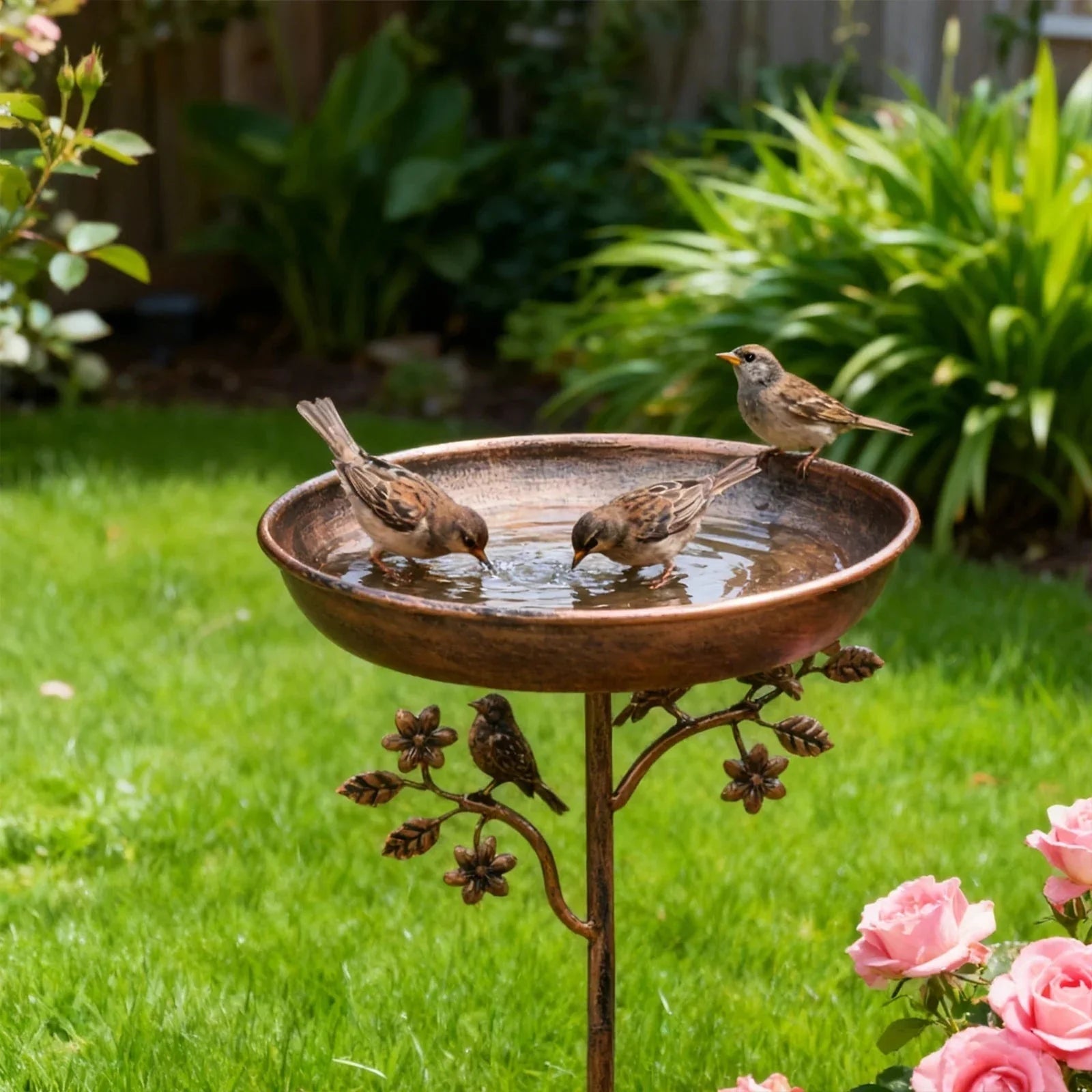 Metal Bird Bath Wild Rustic Garden Decorative - Image 3