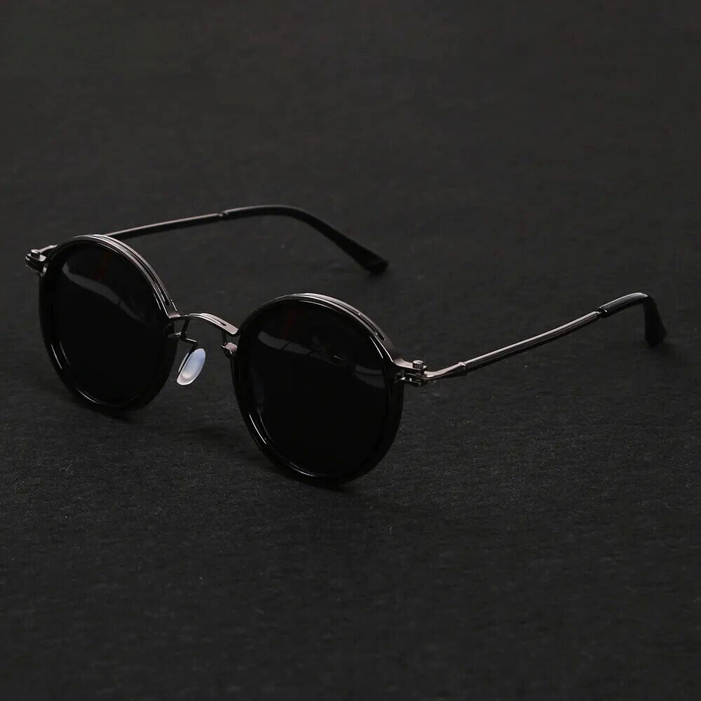 Metal Sunglasses with Round Frames and Polarized Lenses - Image 3