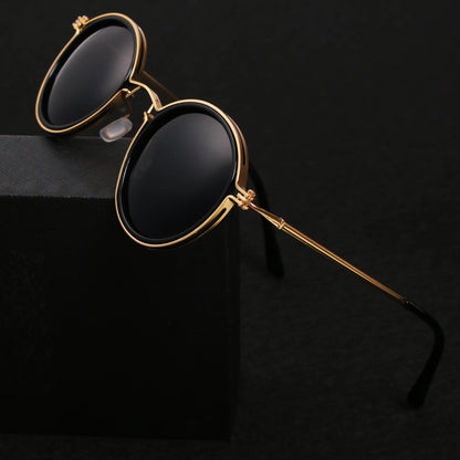 Metal Sunglasses with Round Frames and Polarized Lenses - Image 4