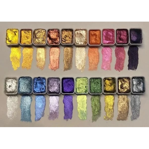 Metallic Watercolor Paint Set Shimmer Palette Solid Pans - Image 6