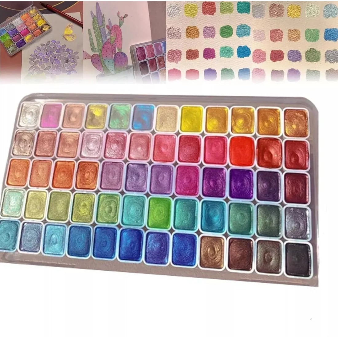 Metallic Watercolor Paint Set Shimmer Palette Solid Pans - Image 7