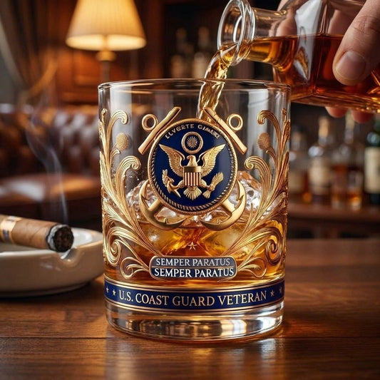 Us Military Whiskey Glass Military Branch Veteran Embossed - Image 1