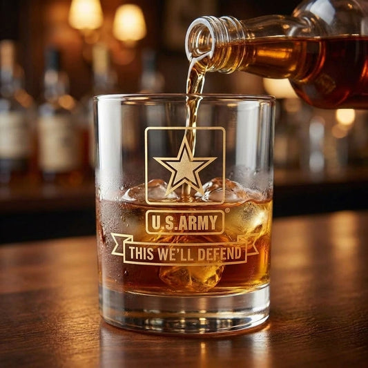 Us Military Whiskey Glass Military Branch Veteran Embossed - Image 2