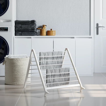 Modern White Extendable Clothes Airer 53-90 Cm For Bathtub Or Floor With Sturdy Foldable Frame That Saves Space - Image 1
