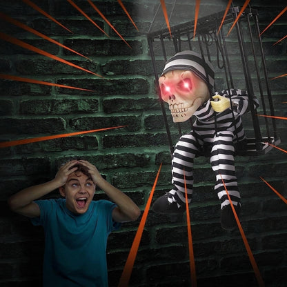 Motion Activated Halloween Decoration Skeleton Cage With Infrared Sensor And Scream Sound Effect For Spooky Decor - Image 2