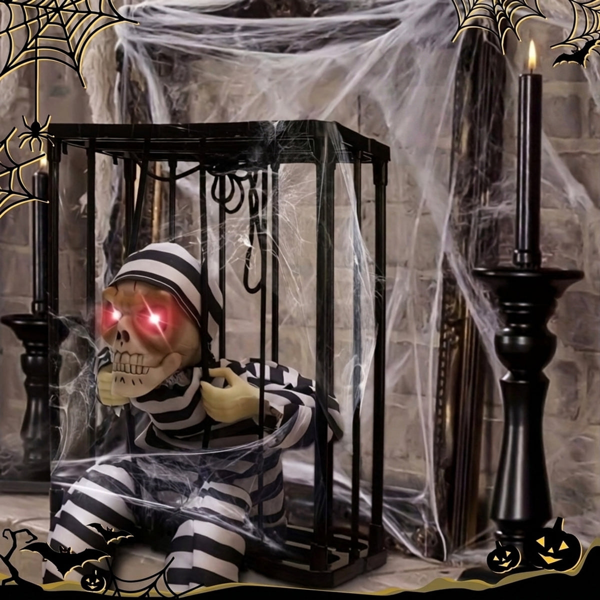 Motion Activated Halloween Decoration Skeleton Cage With Infrared Sensor And Scream Sound Effect For Spooky Decor - Image 4