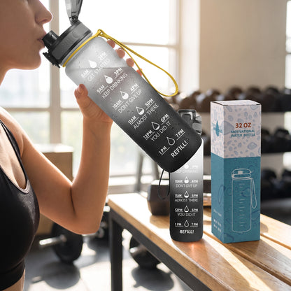 Water Bottle Motivational Quotes Sports Plastic Strap - Image 36