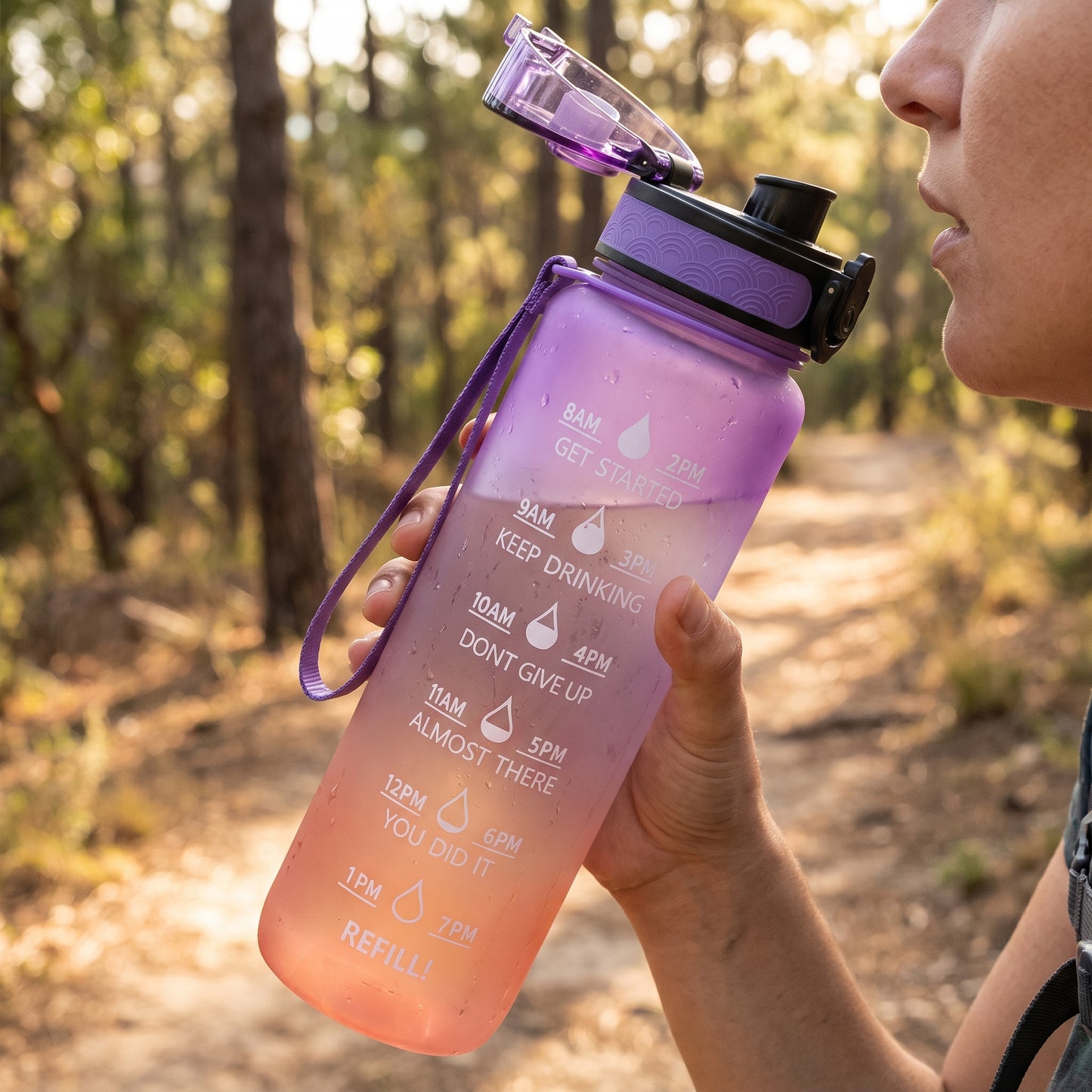 Water Bottle Motivational Quotes Sports Plastic Strap - Image 42