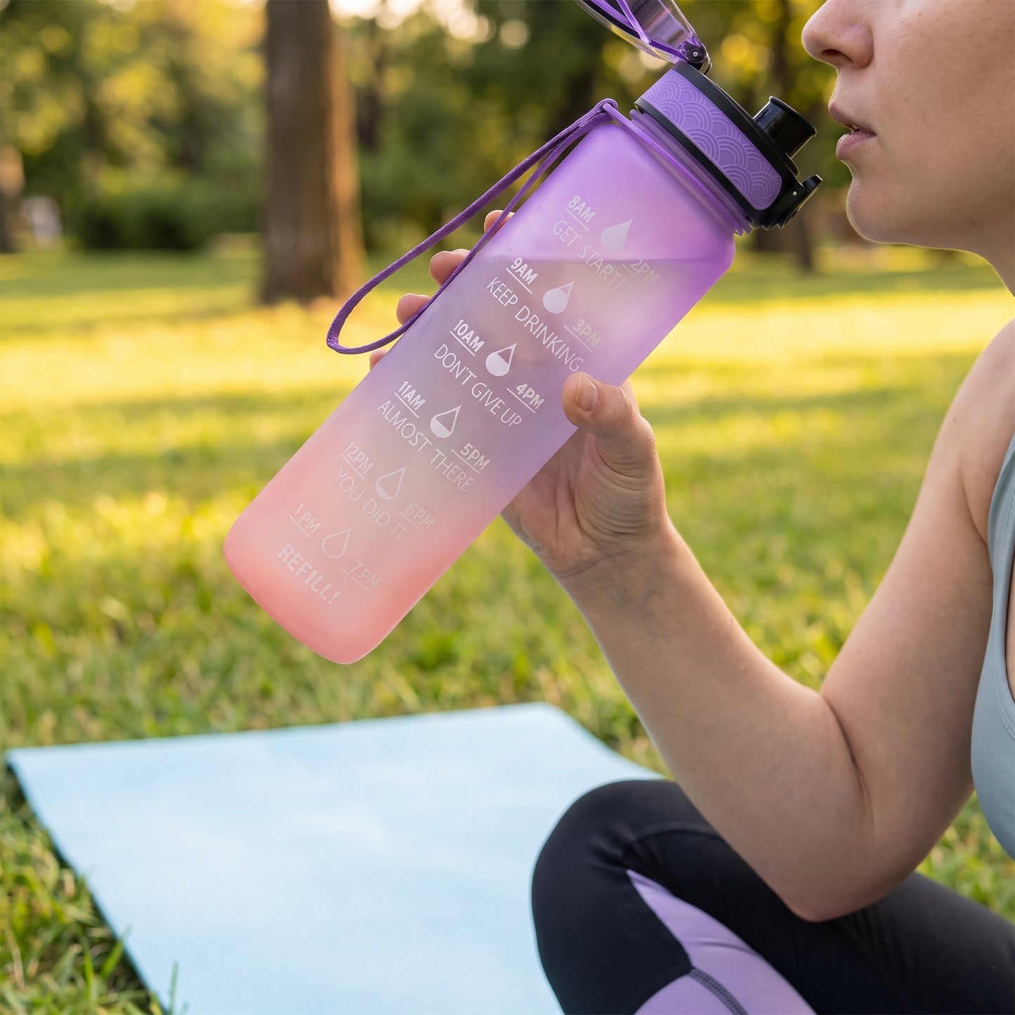 Water Bottle Motivational Quotes Sports Plastic Strap - Image 14