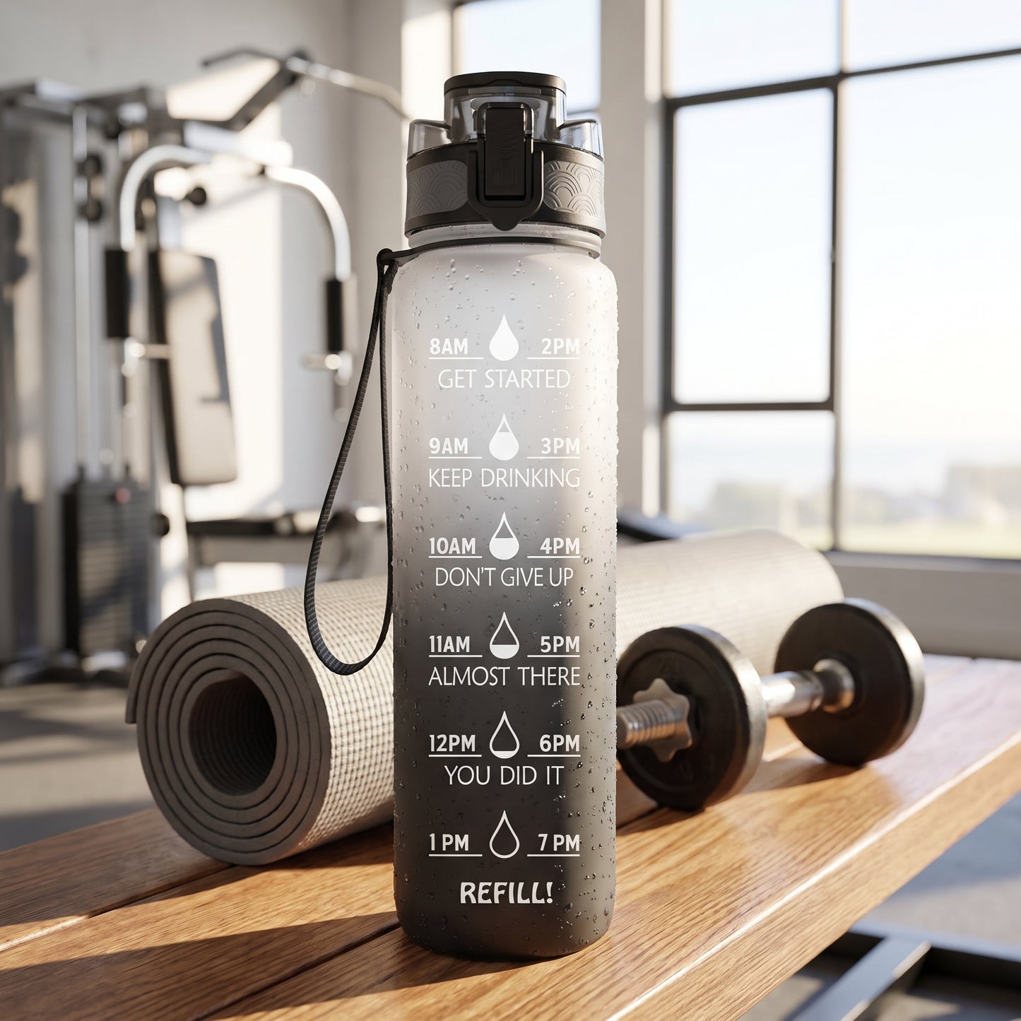Water Bottle Motivational Quotes Sports Plastic Strap - Image 24