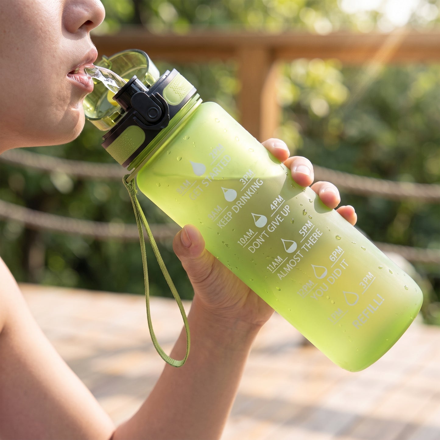 Water Bottle Motivational Quotes Sports Plastic Strap - Image 13