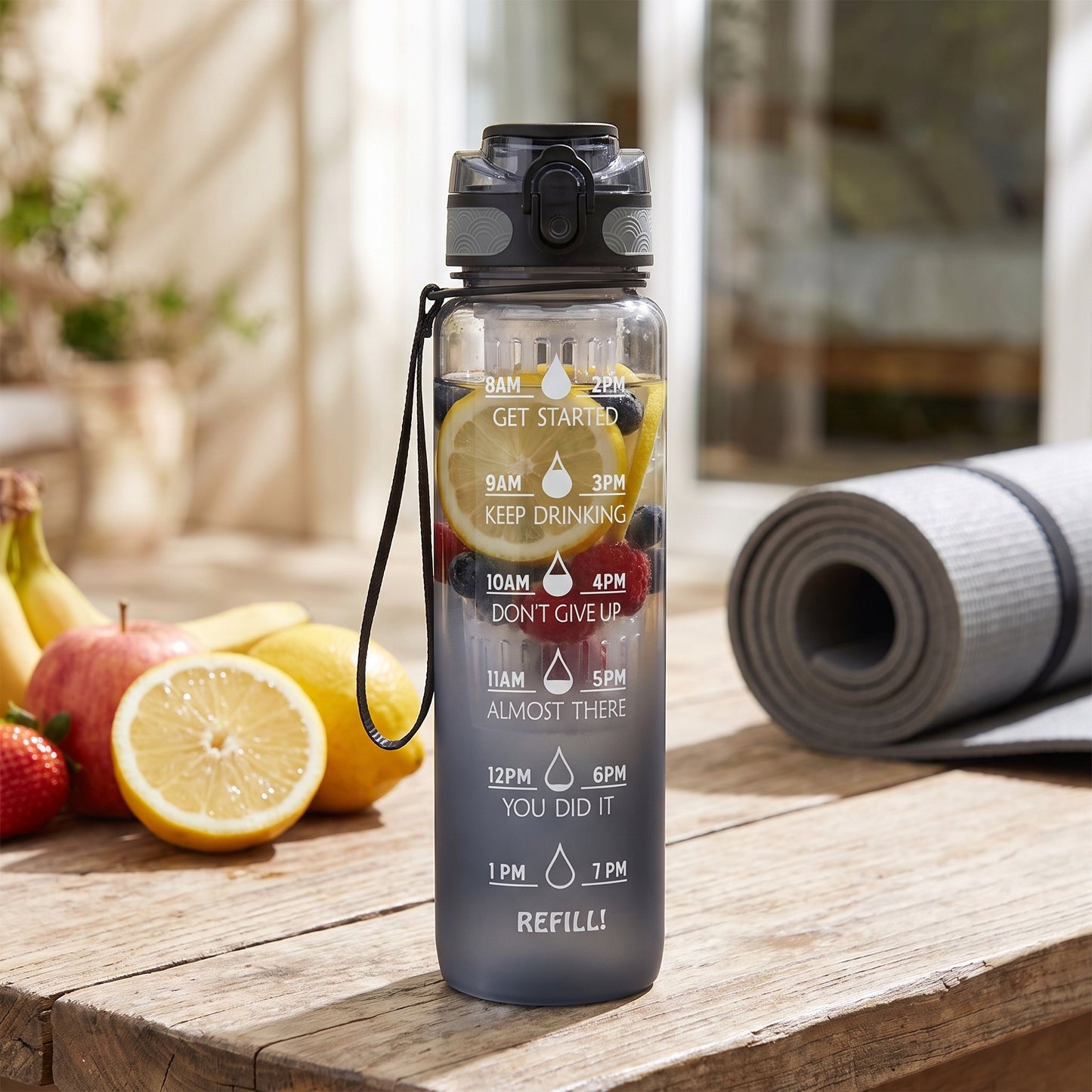 Water Bottle Motivational Quotes Sports Plastic Strap - Image 32