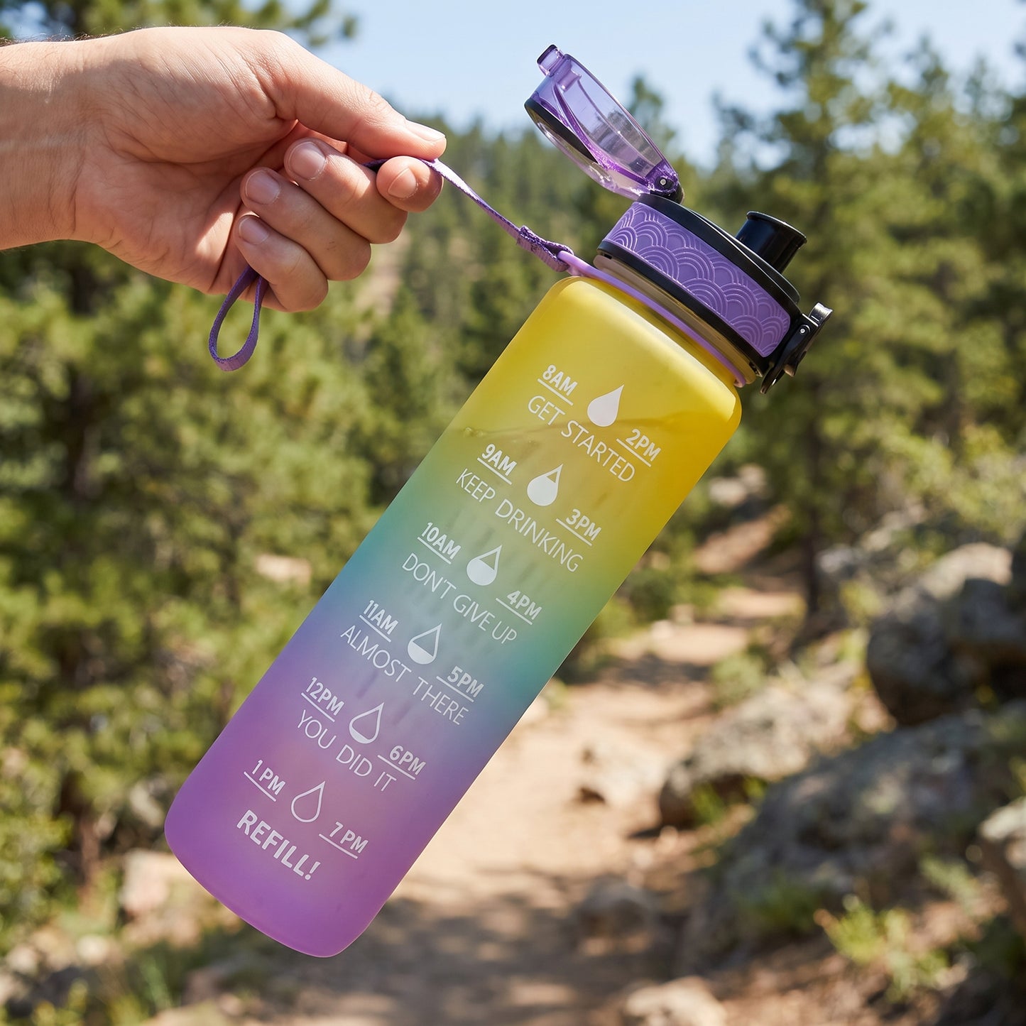 Water Bottle Motivational Quotes Sports Plastic Strap - Image 31