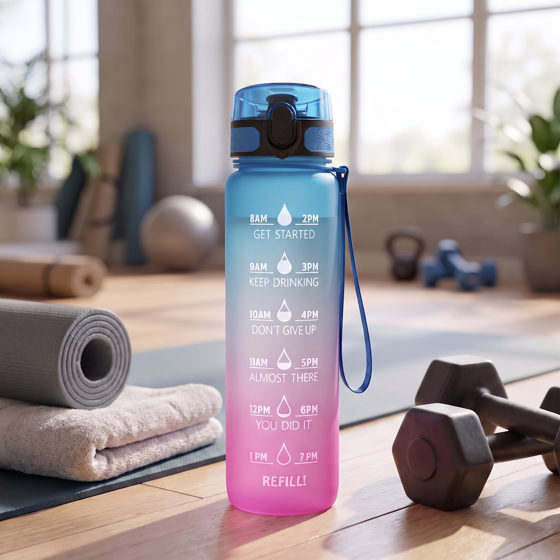 Water Bottle Motivational Quotes Sports Plastic Strap - Image 21