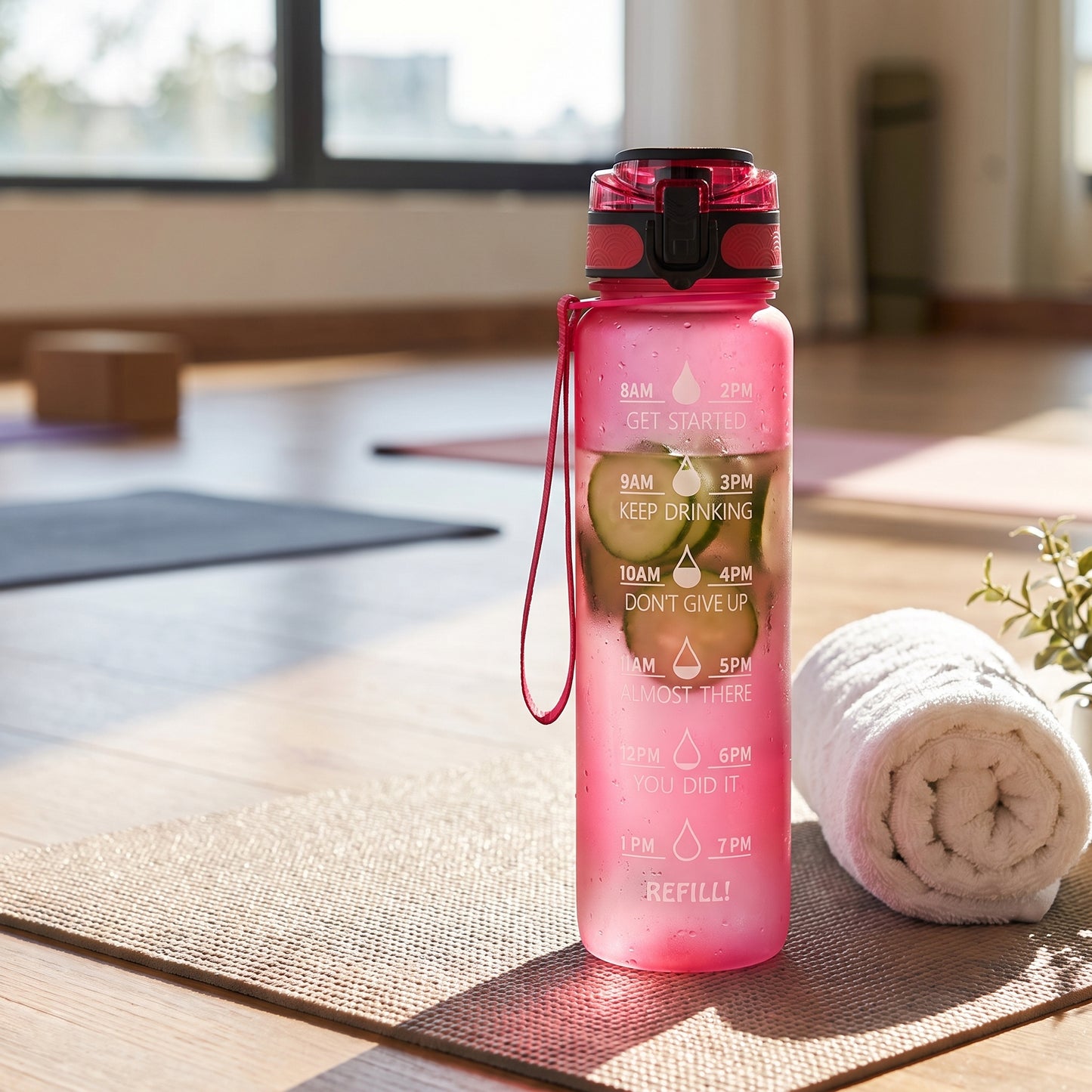 Water Bottle Motivational Quotes Sports Plastic Strap - Image 30