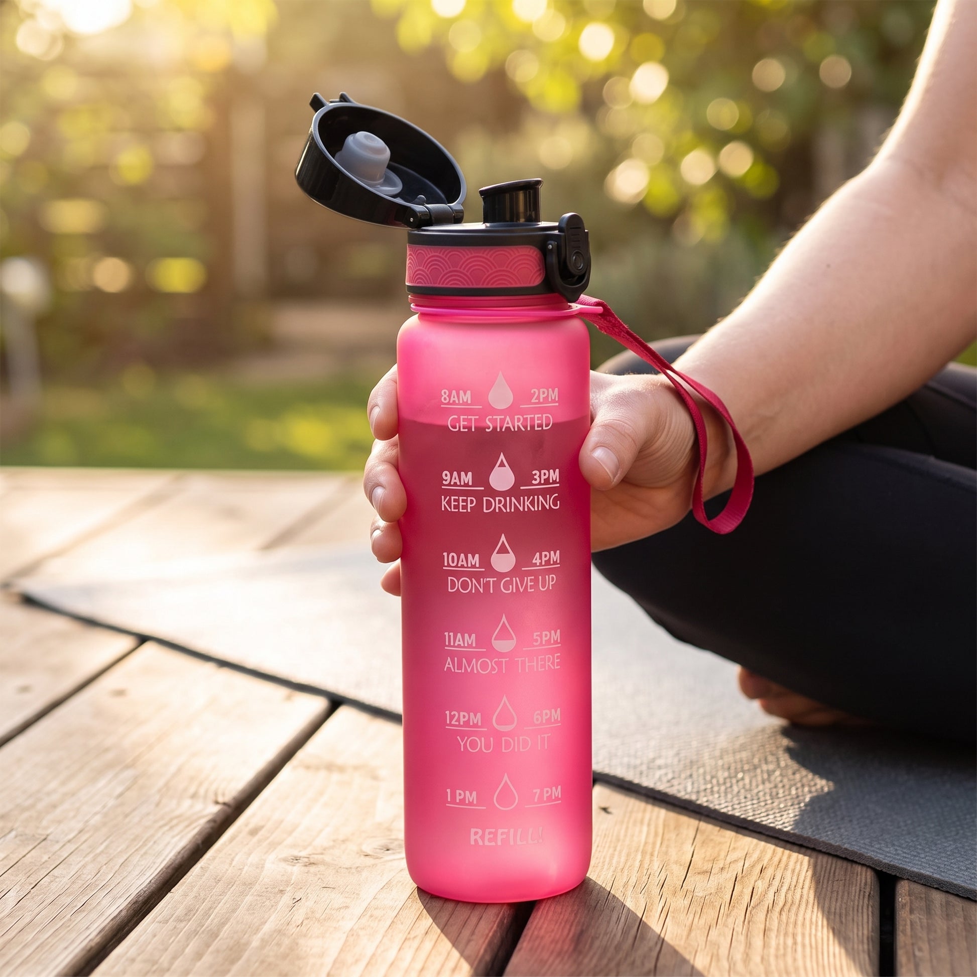 Water Bottle Motivational Quotes Sports Plastic Strap - Image 34