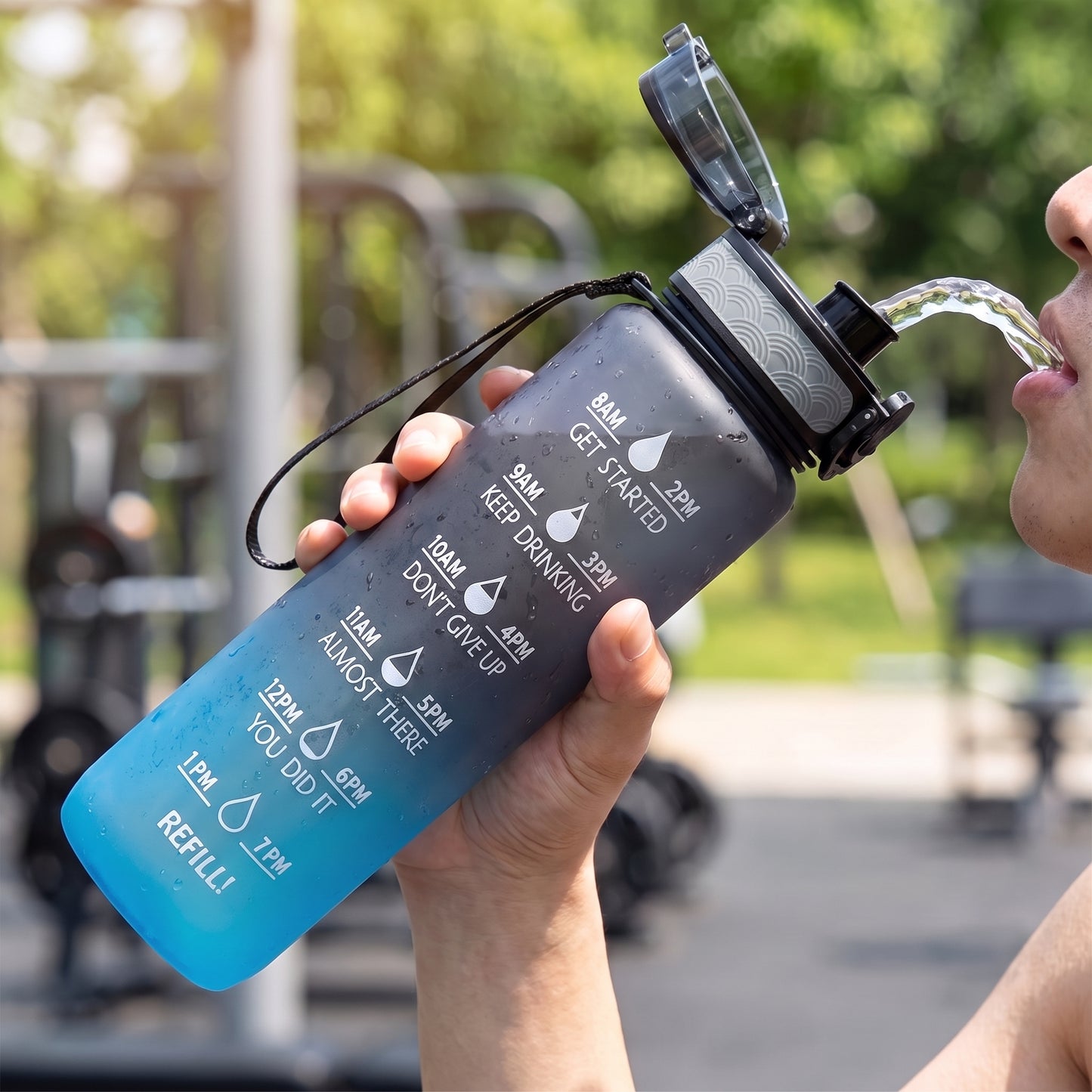 Water Bottle Motivational Quotes Sports Plastic Strap - Image 10