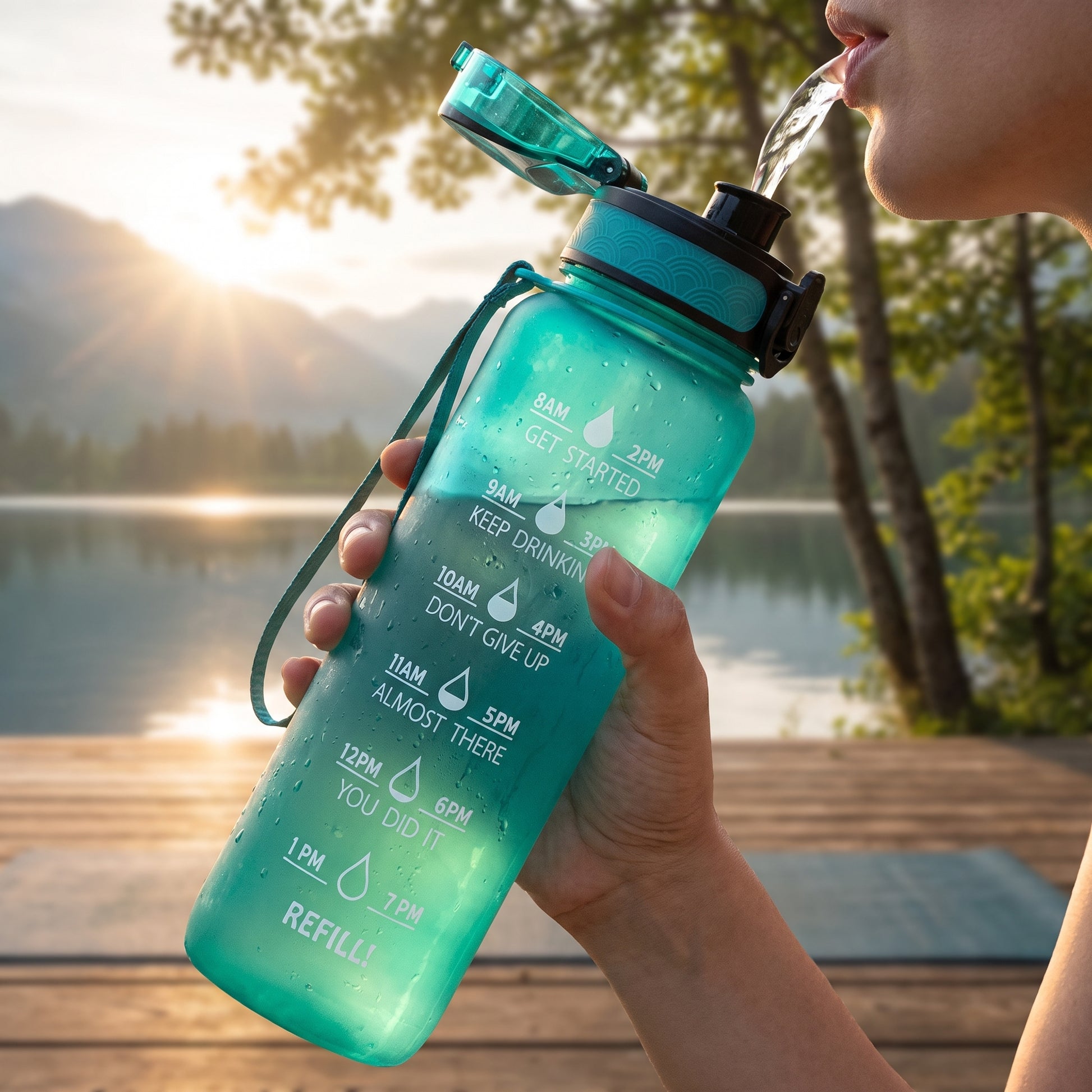 Water Bottle Motivational Quotes Sports Plastic Strap - Image 41