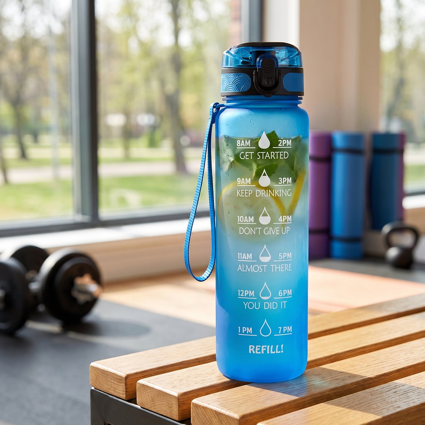 Water Bottle Motivational Quotes Sports Plastic Strap - Image 22