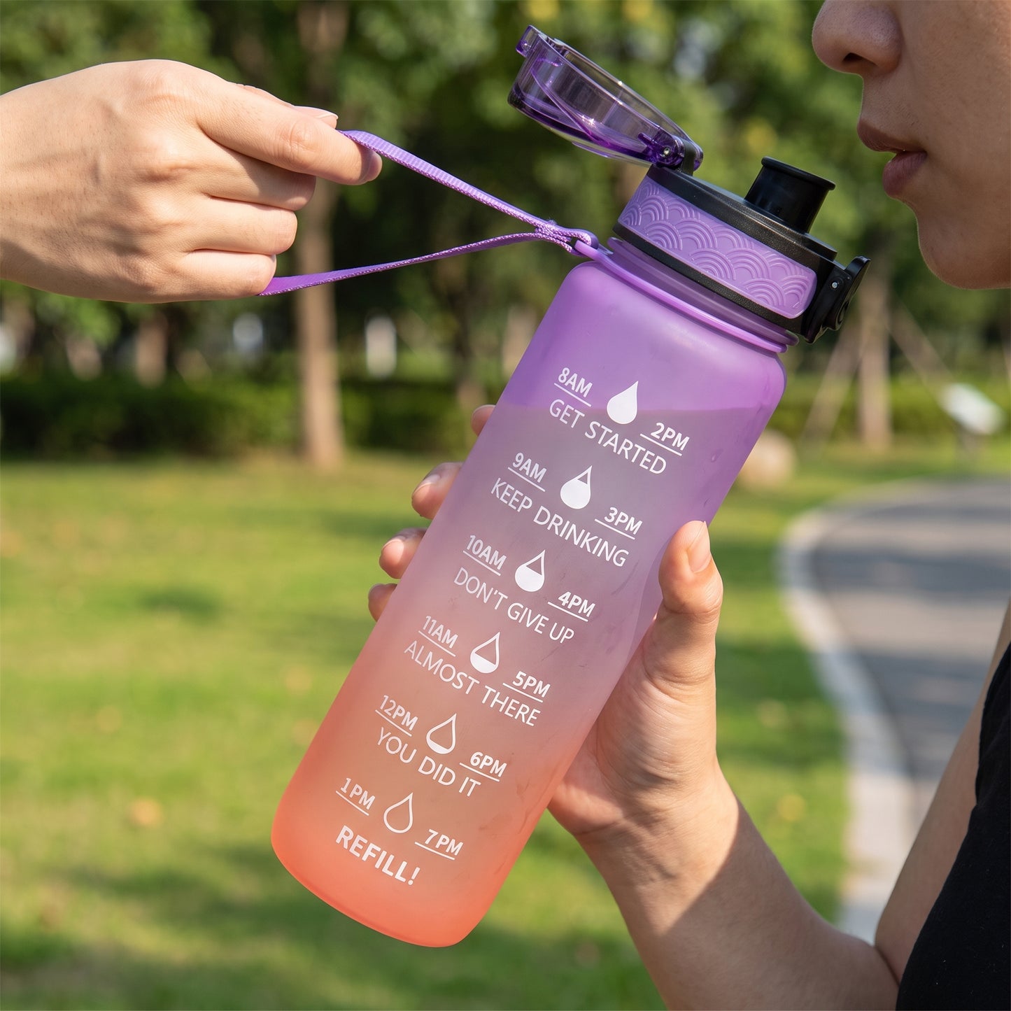 Water Bottle Motivational Quotes Sports Plastic Strap - Image 42