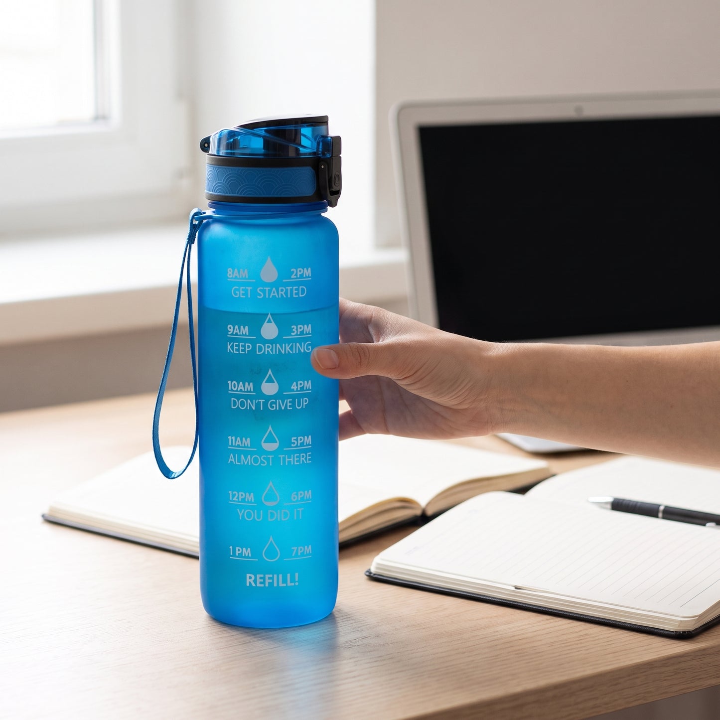 Water Bottle Motivational Quotes Sports Plastic Strap - Image 25
