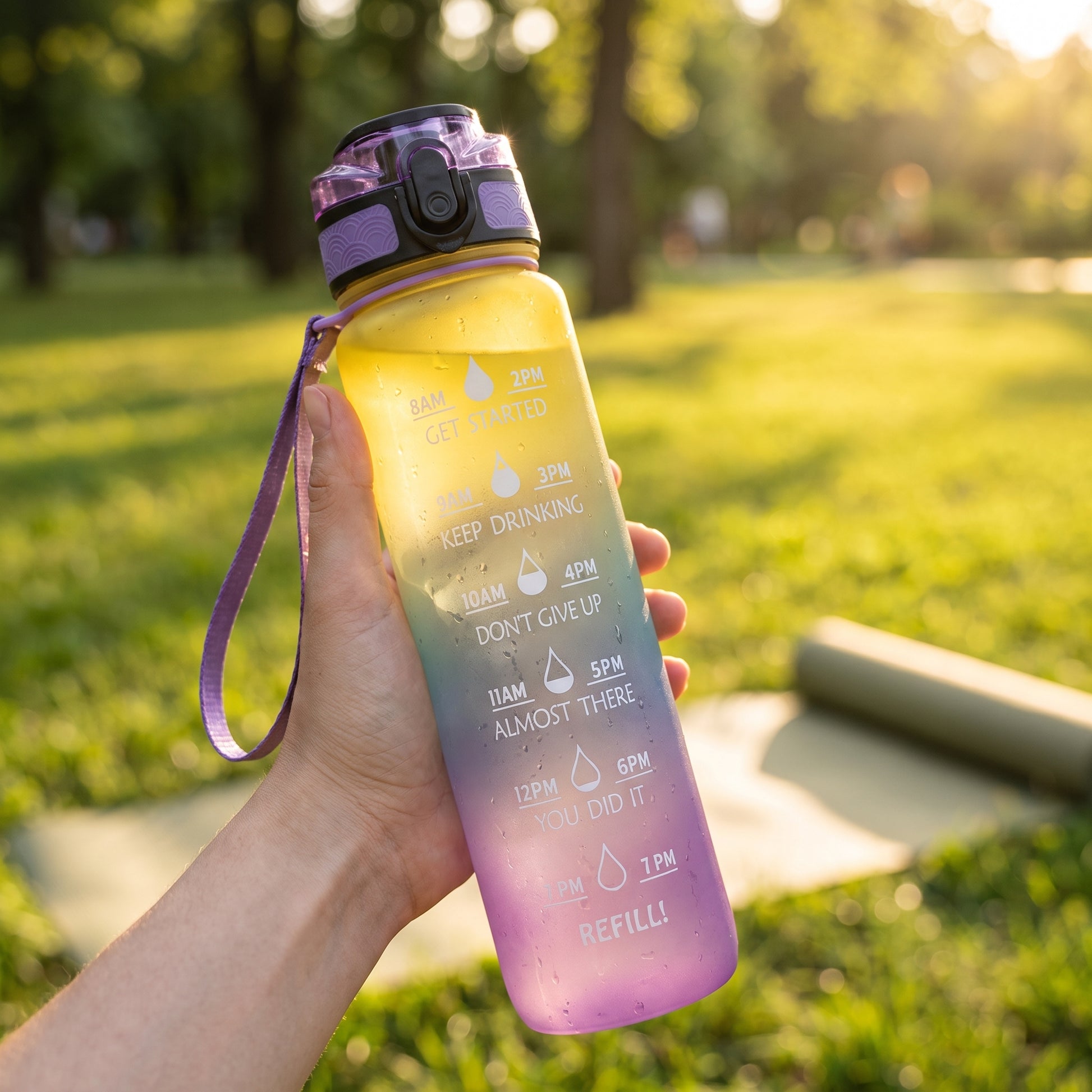 Water Bottle Motivational Quotes Sports Plastic Strap - Image 31