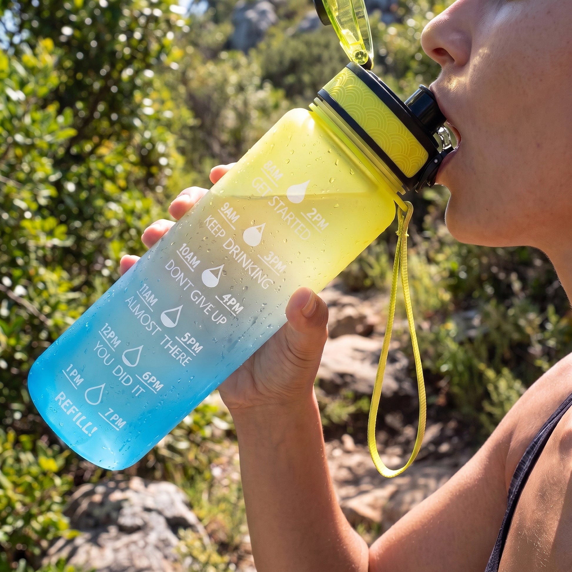 Water Bottle Motivational Quotes Sports Plastic Strap - hero