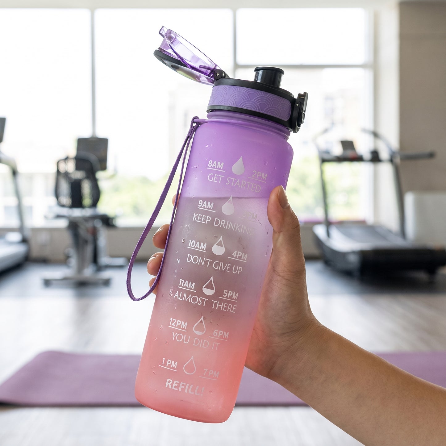 Water Bottle Motivational Quotes Sports Plastic Strap - Image 23