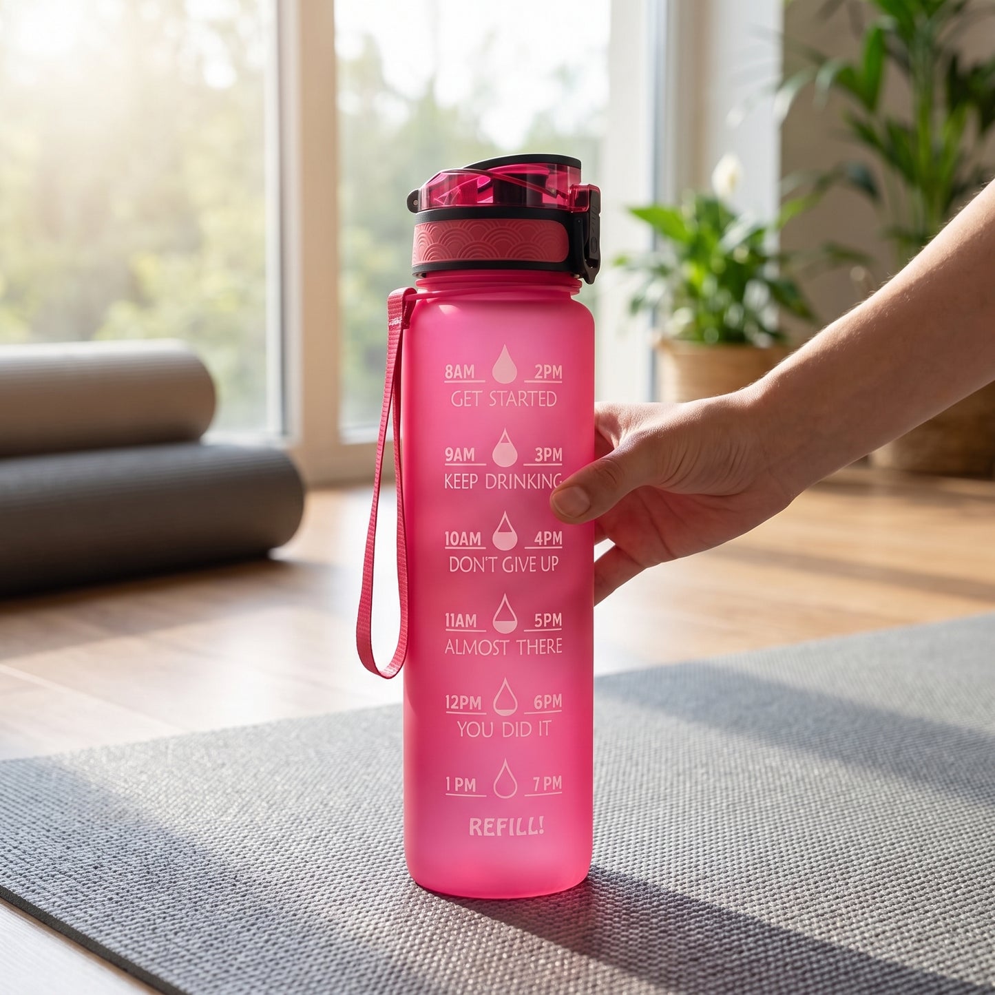 Water Bottle Motivational Quotes Sports Plastic Strap - Image 34