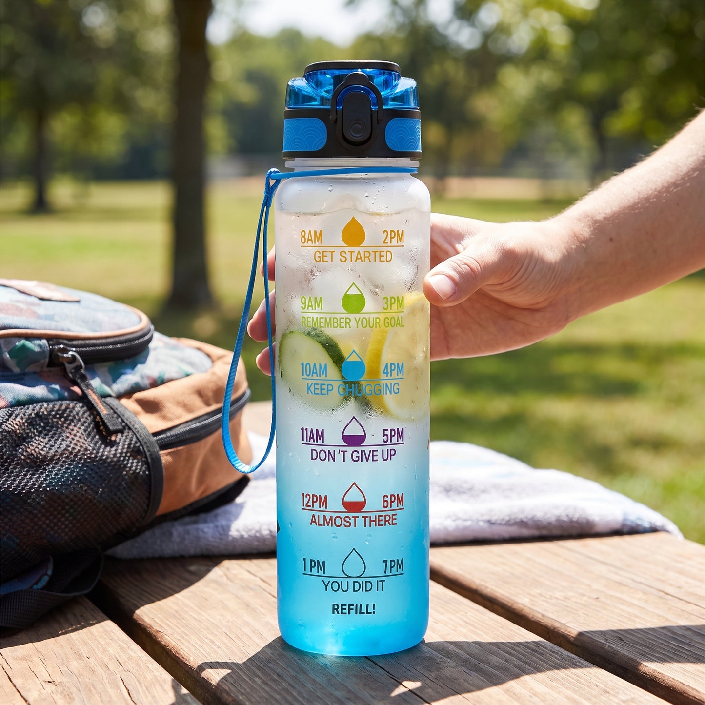 Water Bottle Motivational Quotes Sports Plastic Strap - Image 37