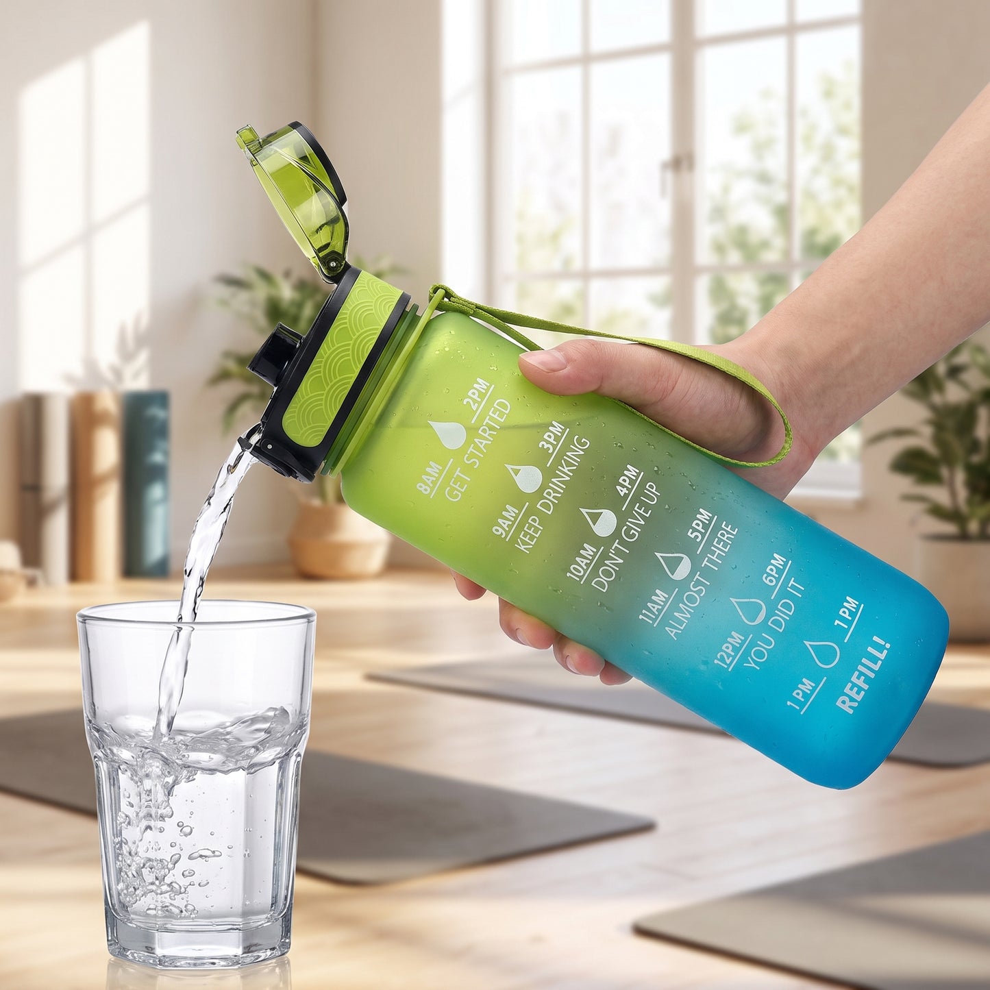 Water Bottle Motivational Quotes Sports Plastic Strap - Image 18