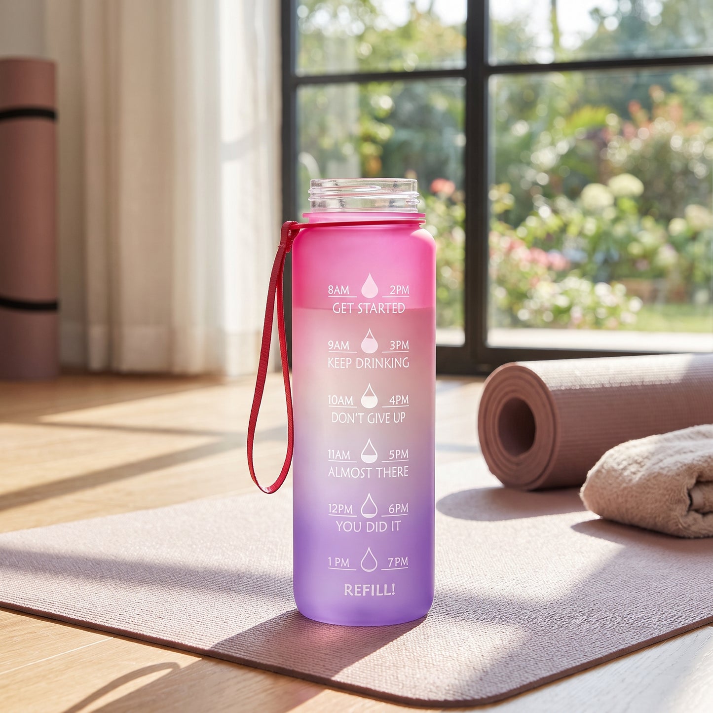 Water Bottle Motivational Quotes Sports Plastic Strap - Image 20