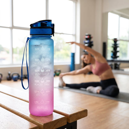 Water Bottle Motivational Quotes Sports Plastic Strap - in-use