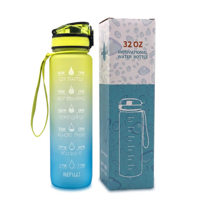 Water Bottle Motivational Quotes Sports Plastic Strap - studio