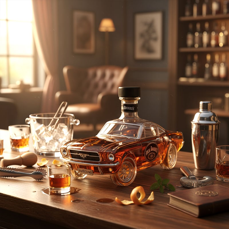 Mustang Car Whiskey Decanter Glass Decanter Unique Home Bar - Image 3