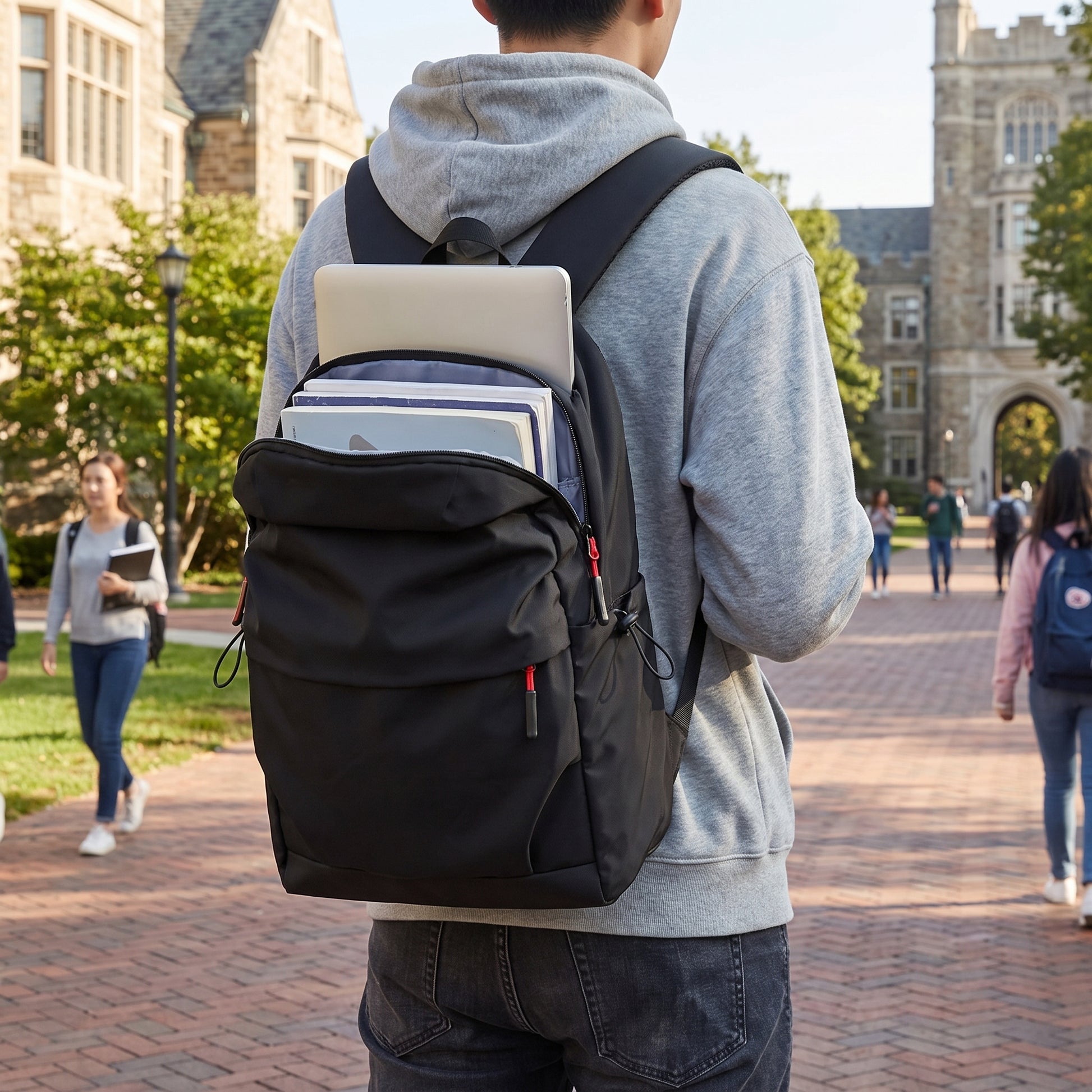 Backpack Laptop Nylon Minimalist Travel - in-use