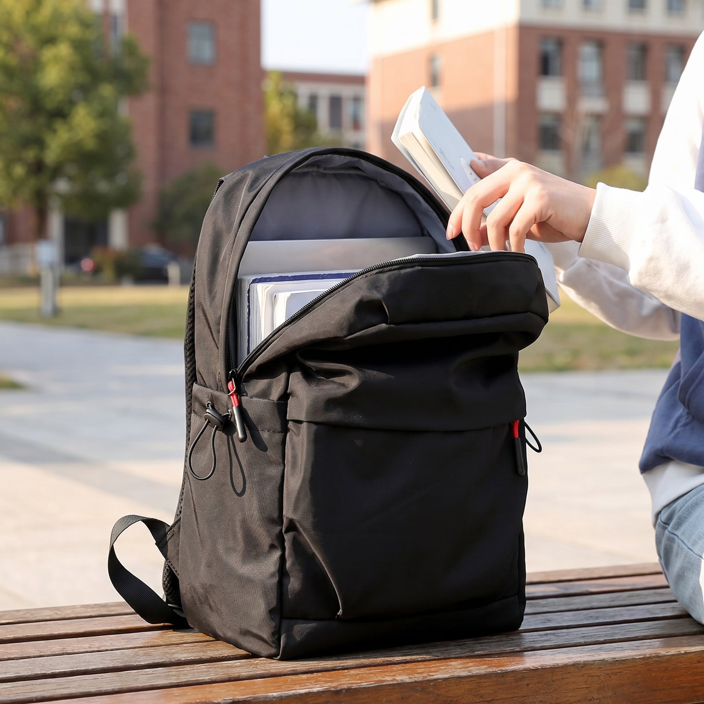 Backpack Laptop Nylon Minimalist Travel - in-use