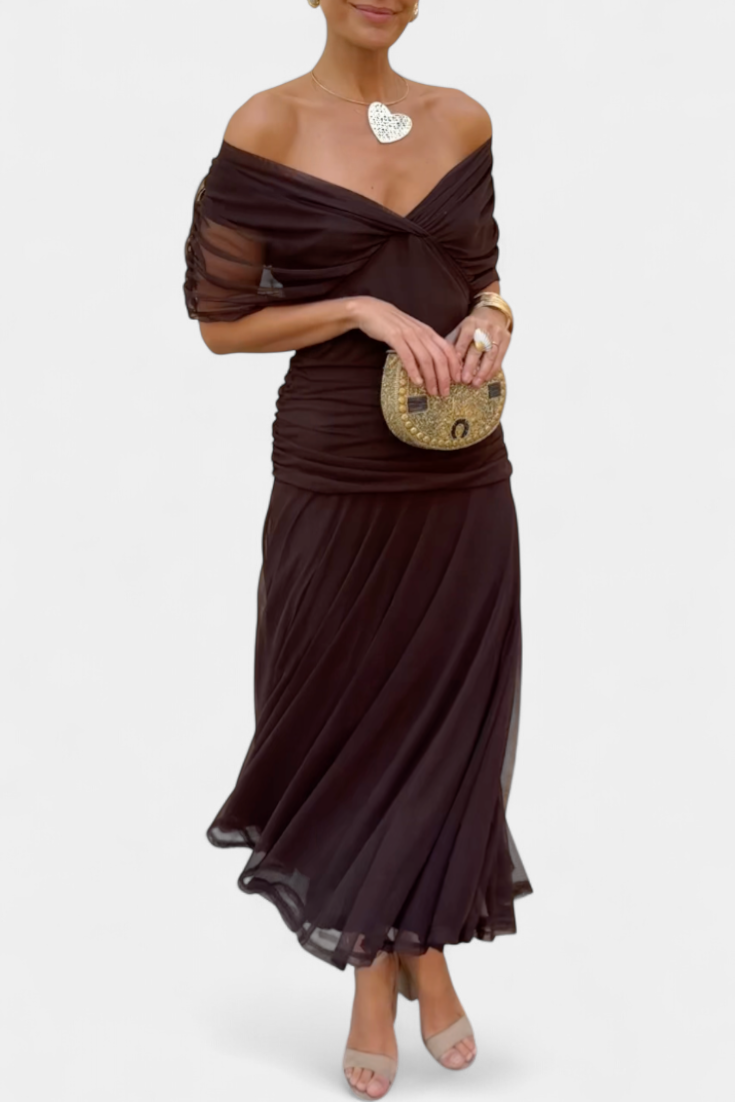 Off Shoulder Maxi Dress V Neck Maxi Dress Maxi Dress With Sleeves - Image 3