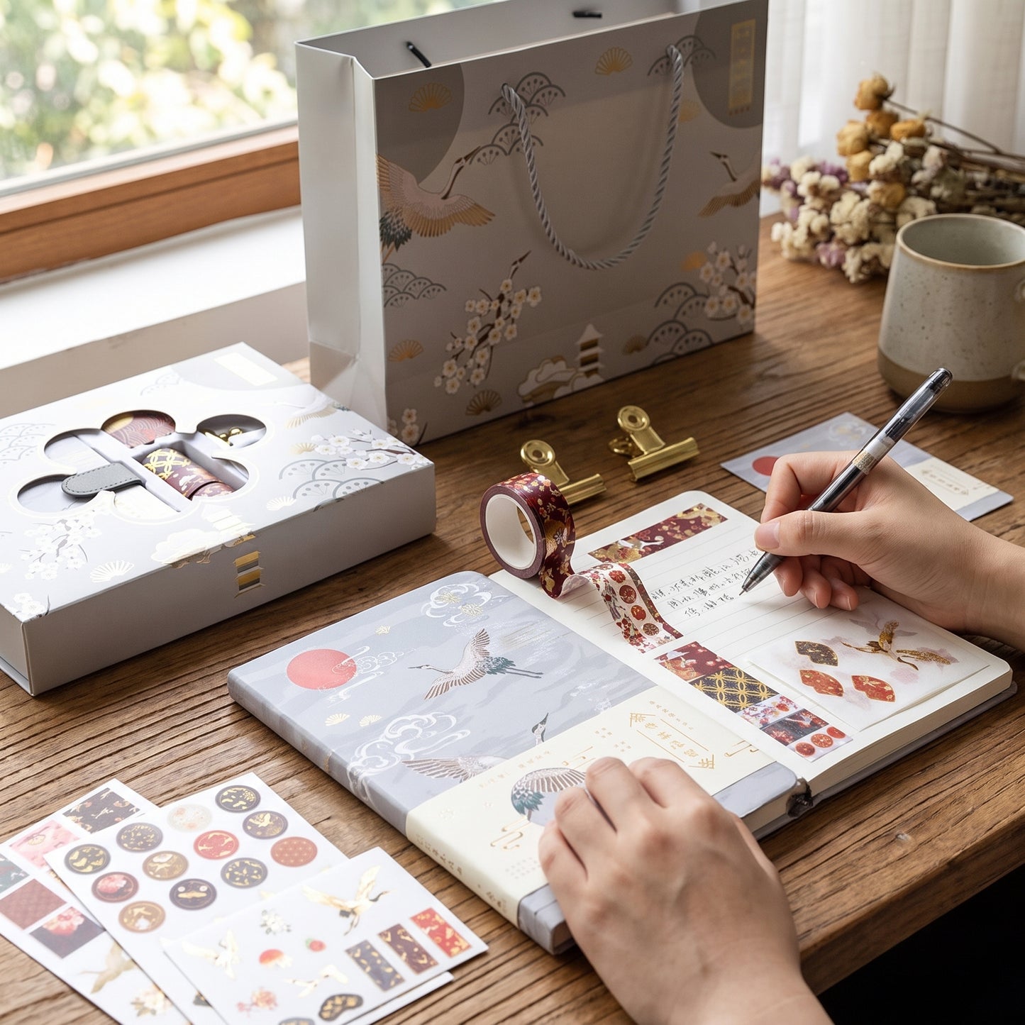 Stationery Set Notebook Tape Stickers Clips Box - Image 1